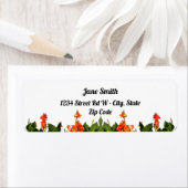 Oranje canna lelies en verlaat retour adres etiket (Insitu)