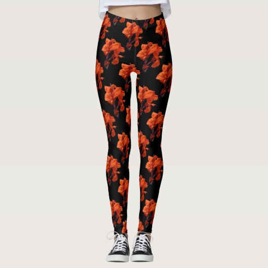 Oranje Canna Lilies Leggings (Voorkant)