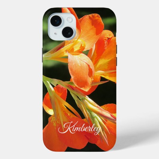 Oranje Canna Lily Bloemen Hoesje-Mate iPhone Case (Achterkant)