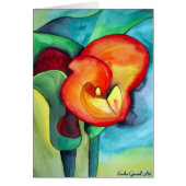 Oranje Canna lily original waterverf art (Voorkant)