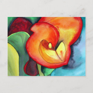 Oranje Canna lily original waterverf art Briefkaart