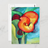 Oranje Canna lily original waterverf art Briefkaart (Voorkant / Achterkant)