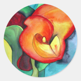 Oranje Canna lily original waterverf art Ronde Sticker