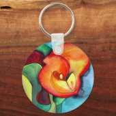 Oranje Canna lily original waterverf art Sleutelhanger (Voorkant)