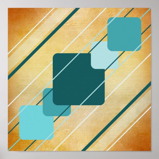 Oranje Canvas Teal Geometrische AP0010 Posters (Voorkant)