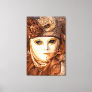Oranje Carnavalskostuum, Venetië Canvas Afdruk