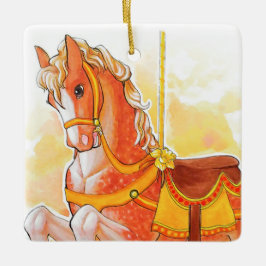Oranje Carrousel Paard Ornament