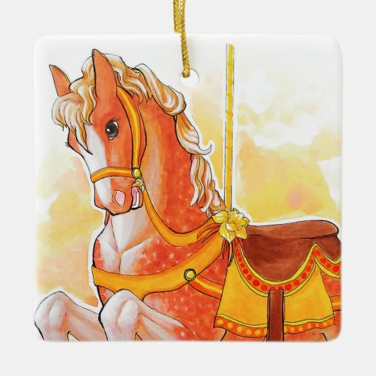 Oranje Carrousel Paard Ornament (Voorkant)