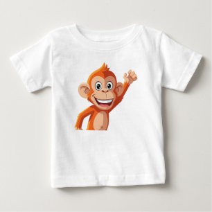 Oranje Cartoon Aap Karakter Waving