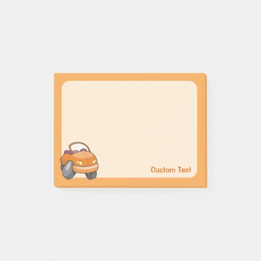 Oranje Cartoon Auto Post-it® Notes (Voorkant)