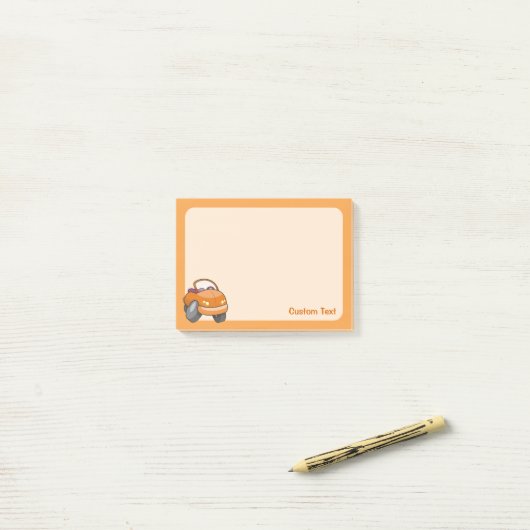 Oranje Cartoon Auto Post-it® Notes (Op bureau)