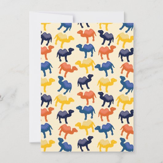 Oranje Cartoon Camel Bactrian 2 Humps Custom Kaart (Achterkant)