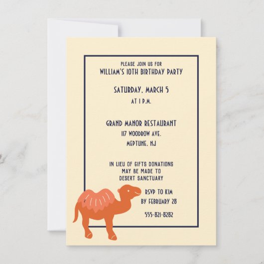 Oranje Cartoon Camel Bactrian 2 Humps Custom Kaart (Voorkant)