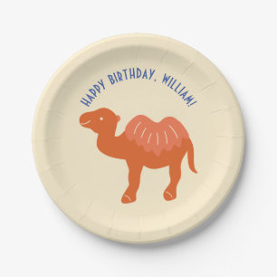 Oranje Cartoon Camel Birthday Party Persoonlijk Papieren Bordje