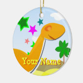 Oranje Cartoon Dinosaur Ornament met naam (Links)