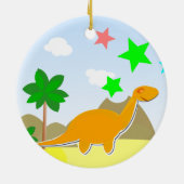 Oranje Cartoon Dinosaur Ornament met naam (Achterkant)