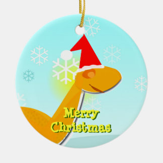 Oranje Cartoon Dinosaur Ornament met vrolijk kerst