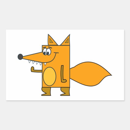 Oranje Cartoon Fox Rechthoekige Sticker (Voorkant)