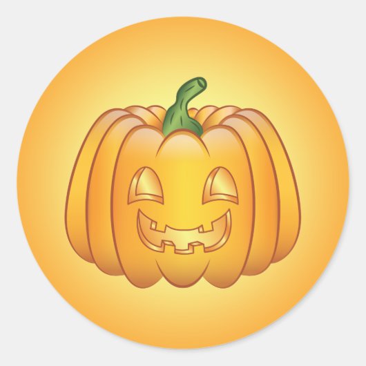 Oranje Cartoon Halloween Pumpkin Ronde Sticker (Voorkant)