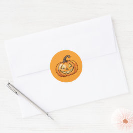 Oranje Cartoon Jack O Lantern Pompoen Halloween Ronde Sticker