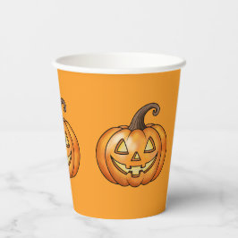 Oranje Cartoon Jack O Lantern Pumpkins Halloween Papieren Bekers