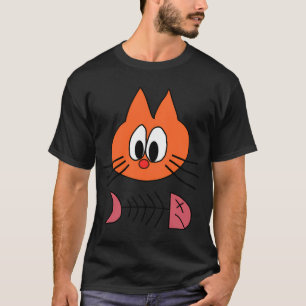 Oranje cartoon kat met resten van een vis. t-shirt