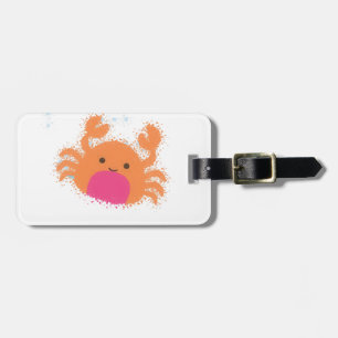 Oranje Cartoon krab Bagagelabel
