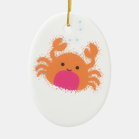 Oranje Cartoon krab Keramisch Ornament (Voorkant)
