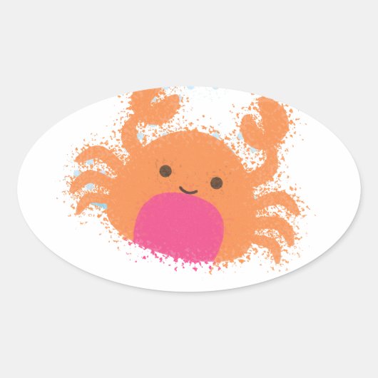 Oranje Cartoon krab Ovale Sticker (Voorkant)