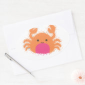 Oranje Cartoon krab Ovale Sticker (Envelop)