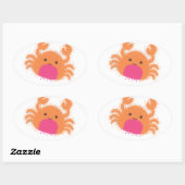 Oranje Cartoon krab Ovale Sticker (Vel)