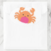Oranje Cartoon krab Ovale Sticker (Tas)