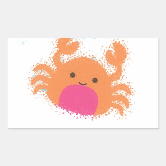 Oranje Cartoon krab Rechthoekige Sticker (Voorkant)