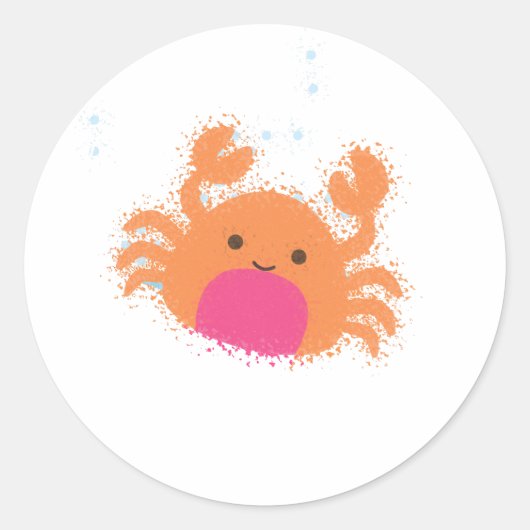 Oranje Cartoon krab Ronde Sticker (Voorkant)