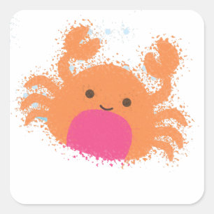 Oranje Cartoon krab Vierkante Sticker