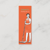 Oranje  Cartoon Maid House Cleaning Service Mini Visitekaartje (Voorkant)