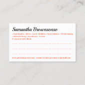 Oranje Cartoon Pet Animal Benoeming Visitekaartje (Achterkant)