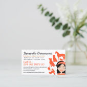 Oranje Cartoon Pet Animal Benoeming Visitekaartje (Staand voorkant)