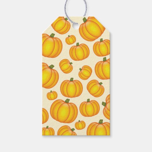 Oranje Cartoon Pompoen Patroon Cadeaulabel (Voorkant)