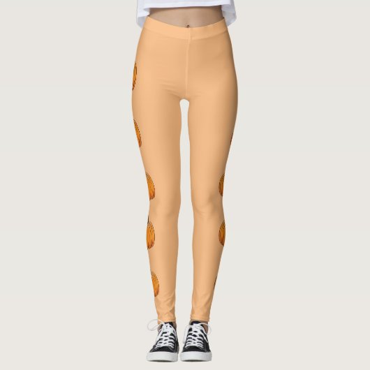 Oranje Cartoon Pompoenen Leggings (Voorkant)