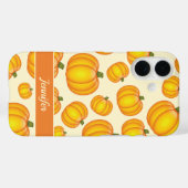 Oranje Cartoon pompoenpatroon en aangepaste naam Case-Mate iPhone Case (Achterkant (horizontaal))