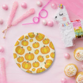 Oranje Cartoon Pumpkin Pattern Papieren Bordje (Feest)