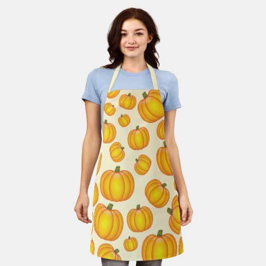 Oranje Cartoon Pumpkins Pattern Schort (Gedragen)