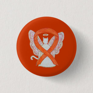 Oranje Cat Angel Awareness Ribbon Custom Art Pins Ronde Button 3,2 Cm