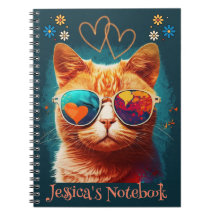 Oranje Cat Custom Name Notitieboek
