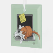 Oranje Cat Funny Laptop Glas Ornament (Voorkant links)