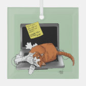 Oranje Cat Funny Laptop Glas Ornament (Voorkant)