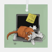 Oranje Cat Funny Laptop Glas Ornament (Achterkant)