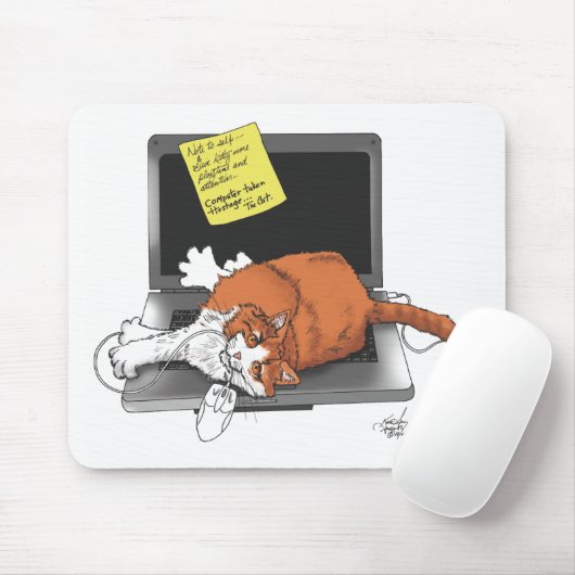 Oranje Cat Funny Laptop Muismat (Met muis)