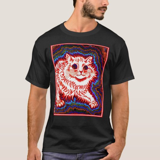 ORANJE CAT Louis Wain Abstract Psychedeli T-shirt (Voorkant)